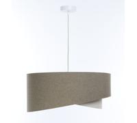 Lámpara Colgante Redonda D: 50 Cm E27 Marrón Crema Boho Tela Sala De Estar