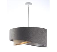 Lámpara Colgante Redonda D: 50cm Tela E27 Gris Plata Beige Oro Salón