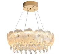 Lámpara Colgante Redonda LED Tricolor de Lujo de Estilo francés con diseño de Flores de Cristal, Ideal para Sala de Estar, Dormitorio, Hotel (M)