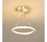 Lámpara colgante redonda moderna LED Lámpara colgante Altura ajustable Luz de techo Comedor Chaner Anillos creativos Círculo 19W para sala de estar Comedor Oficina Dormitorio Pasillo Blanco cálido