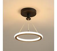 Lámpara colgante redonda moderna LED Lámpara colgante Altura ajustable Luz de techo Comedor Chaner Anillos creativos Círculo 19W para sala de estar Comedor Oficina Dormitorio Pasillo Blanco cálido