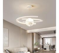 Lámpara colgante redonda regulable con forma de anillo LED moderna mediados siglo, lámpara techo impresión 3D y planeta lunar, color ..1 lechoso,Candelabros