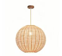 Lámpara colgante redonda retro de ratán para salón de té, luminaria de estilo japonés para restaurante, lámpara de araña Wabi Sabi tejida a mano con cable de suspensión ajustable, materiales naturale