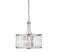 Lámpara Colgante Redondo Ø 50CM Cromo Transparente 5x E27 Cristal Metal Comedor