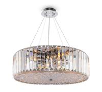 Lámpara Colgante Redondo Cromo Ø 53CM Art Deco Cristal 8x E27 Mesa de Comedor