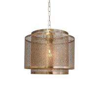 Lámpara Colgante Redondo Metal B: 34 CM En Latón Mate E27 Retro Mesa de Comedor