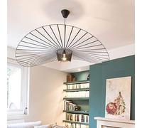 Lámpara Colgante Retro De Vértigo Araña, Fibra De Vidrio + Diseño De Sombrero De Tela De Fibra Luz Pendiente,sala De Estar Moderna Cocina Baño Iluminación Decorativa, E27 Black 120cm