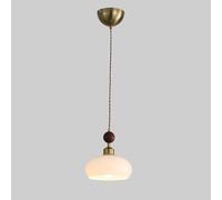Lámpara colgante Retro Dome Glass Pendant Lamp - Geometric Hanging Light, Small Chandelier for Loft, Coffee Bar, Kitchen Island, and Dining Table(Gradient Color)(White)