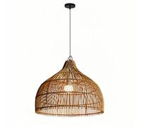 Lámpara colgante retro para el hogar, estilo japonés Wabi-sabi, para dormitorio y sala de estar. Lámpara colgante de ratán tejido a mano con cable de suspensión ajustable. Lámpara de araña para comed