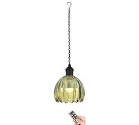 Lámpara Colgante RGB Recargable con Control Remoto, Funciona con Pilas, Elegante Farol de tulipán Verde para cenador, Patio, Porche e iluminación de jardín.