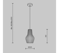 Lámpara colgante Roots de Maytoni, Ø 20 cm, altura 31 cm, madera/negro