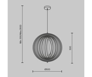 Lámpara colgante Roots de Maytoni, forma esférica, Ø 50 cm, madera/negro