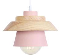 Lámpara Colgante rústica Simple de 7.4" Lámpara Redonda de Metal Creativa Lámpara de araña Decorativa de Madera Lámpara de Techo para el hogar con Pantalla de Hierro para Isla de