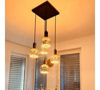 Lámpara colgante SEGULA Madox Square 5X Wave, negro, acero, E27