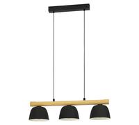 Eglo Lámpara colgante Sherburn (120 W, L x An x Al: 20 x 77 x 110 cm, Negro/Madera, E27)