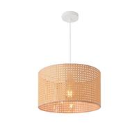 lux.pro Lámpara de Techo Pantalla de Ratán Lámpara Colgante de Altura Regulable Estilo Vintage Elegante 1xE27 60W Metal PLástico 160 x Ø 32 cm - Blanco y Beige