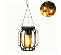 Lámpara Colgante Solar para Exterior, Lámpara de Escritorio, Gancho de Tira Solar de Metal, Decoración de Linterna y , Lámpara Colgante para Exterior, Decoración de Patio, Jardín, , Porche, (1 Juego)