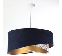 Lámpara Colgante Tejido Azul Beige Dorado Terciopelo Ø 50 Cm E27