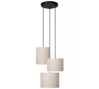 Lámpara Colgante Tela Beige Desván L:46CM E27 3-flammig Pendelleuchte Salón