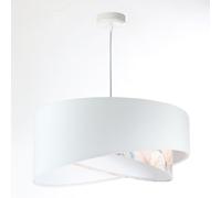 Lámpara Colgante Tela Blanco Crema E27 Redondo D:50CM Velur Óptica Moderno