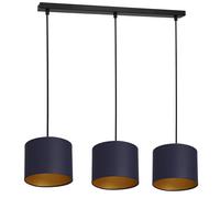 Lámpara Colgante Tela Comedor Azul Oro 3-flmg E27 Moderno Pendelleuchte Blendarm