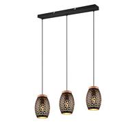 Lámpara colgante Trio Negro Dorado Bidar 3 Luces - R31573080