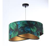 Lámpara Colgante Verde Dorado E27 Redonda D: 50 Cm Tropical Tela Pantalla