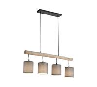 Lámpara Colgante Viga Madera Metal Tela B: 82,5 CM 4x E27 Pendelleuchte Comedor
