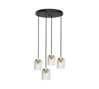 Lámpara Colgante Vintage Ø 49 Cm Latón Hierro Vidrio 4x E27 Comedor