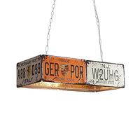 Lámpara Colgante Vintage con Placa de matrícula Industrial, decoración Creativa, lámpara de Techo de Hierro Retro para Loft, lámpara Colgante E27 para Comedor, Restaurante, Bar, cafetería (C) (C)