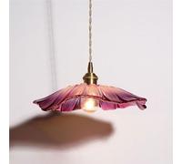 Lámpara Colgante Vintage de Cristal con Forma de pétalo, Creativa, de latón Cepillado, Base E26, para Isla de Cocina, lámpara Colgante Vintage de un Solo Cabezal con Cable Ajustable para Comedor, Sal