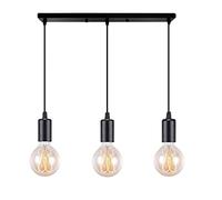 Lámpara colgante vintage industrial con 3 focos con casquillo E27, portalámparas retro, de metal, para cocina, comedor, restaurante, dormitorio, salón (negro)