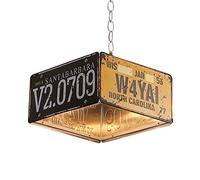 Lámpara Colgante Vintage Industrial con matrícula, decoración Creativa, lámpara de Techo de Hierro Retro Tipo Loft, E27, para Comedor, Restaurante, Bar y cafetería (C) (B)