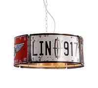 Lámpara Colgante Vintage Industrial con matrícula, decoración Creativa, lámpara de Techo de Hierro Retro para Loft, lámpara Colgante E27 para Comedor, Restaurante, Bar, cafetería (C) (A)