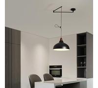 Lámpara Colgante Vintage Negra De 13,7 Pulgadas para Cocina, Iluminación Industrial con Brazo Oscilante De 3 Temperaturas De Color, Lámpara Colgante Moderna para Comedor, Iluminación De Isla.