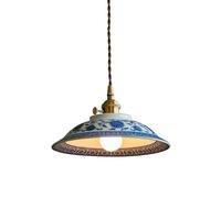 Lámpara Colgante Vintage, Pantalla de Porcelana Azul Y Blanca de 25,4 cm (10 Pulgadas), Lámpara de Techo Ajustable para Isla de Cocina, Comedor, Dormitorio, Recibidor O Antesala (Pequeña)./Pequeño