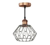 Lámpara colgante vintage RETRA bronce casquillo E27 Pantalla jaula plegable