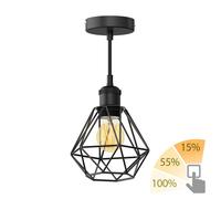 Lámpara colgante vintage RETRA pantalla jaula negra + lámpara LED oro max.