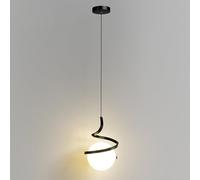 Lámpara Colgante White Planet: Araña de Metal Lineal en Espiral con Pantalla Esférica de para Habitación Infantil Y Hogar (Oscuro)./Oscuro