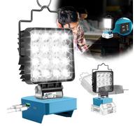 Lámpara con Batería para Makita 18/21 V, 48 W, 2 Ajustes de Brillo, Luz de Trabajo LED Inalámbrica con Bateríe, 4800 LM, Foco LED Portátil, Lámpara con Tipo C y Carga USB (sin Batería)