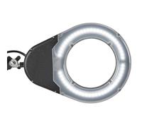 Lámpara con lupa LED MAULviso, negra, altura 50 cm, pinza True