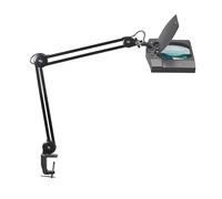Lámpara con lupa LED MAULvitrum, negra, con pinza, metal