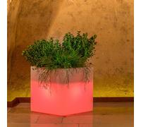 MACETA RESINA H40 MODERNA MACETERO MADE IN ITALY CUADRADA JARDÍN LÁMPARA ROJA