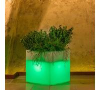 MACETA RESINA H40 MODERNA MACETERO MADE IN ITALY CUADRADA JARDÍN LÁMPARA VERDE