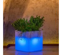 MACETA RESINA MODERNA MACETERO MADE IN ITALY CUADRADA JARDÍN LÁMPARA AZUL