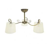 Lampara cuzco de tres luces con pantalla beige, cuero sat. 37x60x60 cm
