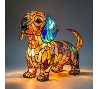 Lámpara Dachshund, 7.87 Pulgadas Serie Perros Luz Arte, Lámpara Escritorio Mesa Resina Manchada Lámpara Escritorio, Lámparas Mesas Noche Temáticas Animales Lindos, Para Decor Dormitorio Hogar