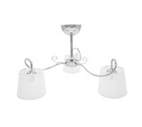 Lampara de 3 luces con pantalla blanca, modelo cuzco cromo fabrilamp