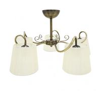 Lampara de 5 luces modelo cuzco cuero satinado con pantalla fabrilamp