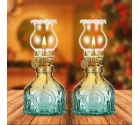 Lámpara De Aceite De Vidrio,2 Piezas Lámpara De Queroseno, Lámpara De Aceite De cristal,Lámparas De Aceite Para Interiores Para Salón,Comedor,Decoración Decorativa